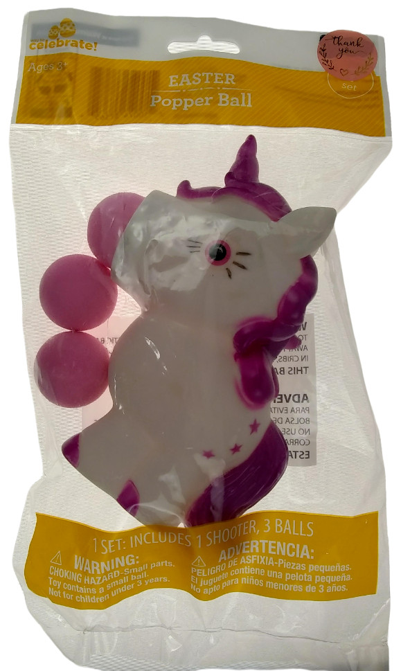 Unicorn Easter Popper Ball 1 set 3 balls Sealed Pop Toy Pink Stars Standing Girl