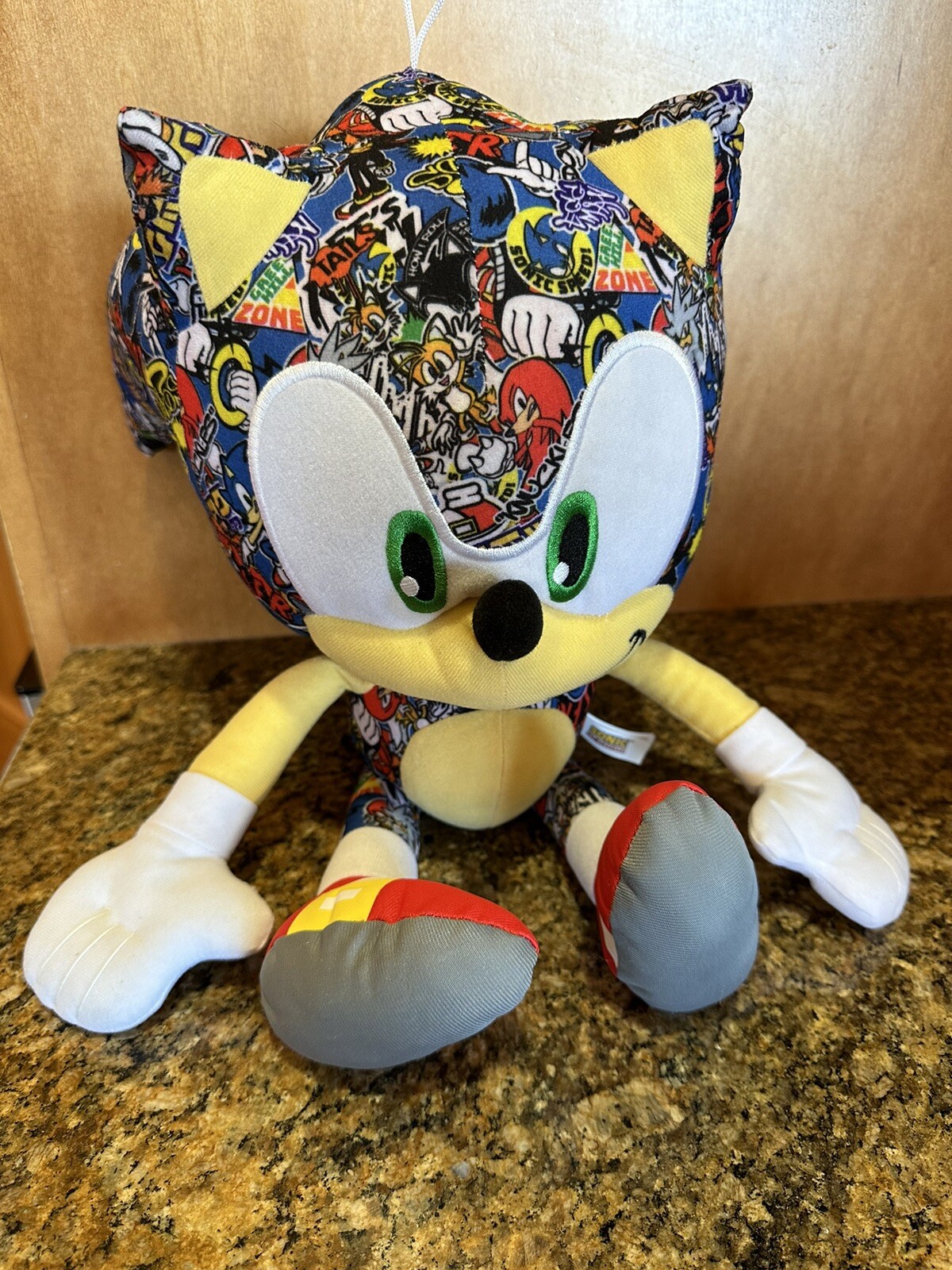 SONIC The Hedgehog Sticker Bomb Print Extra LARGE Plush 18″ Toy Factory SEGA