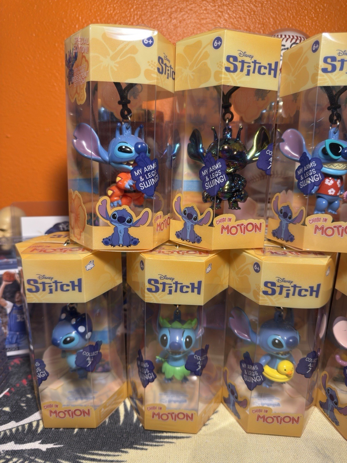 Disney Stitch Chibi In Motion Bullsitoy Set Of 7 Includes Ultra Rare Iridescent