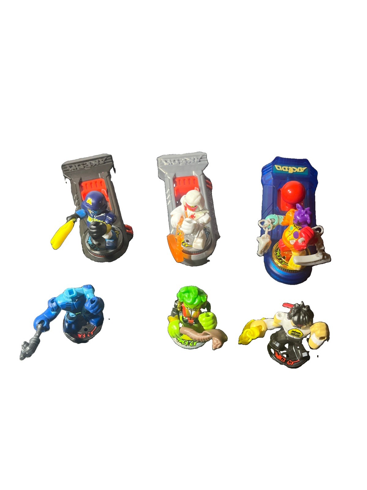 Akedo Warriors Lot 6 Figures w/ 3 Battle Controllers