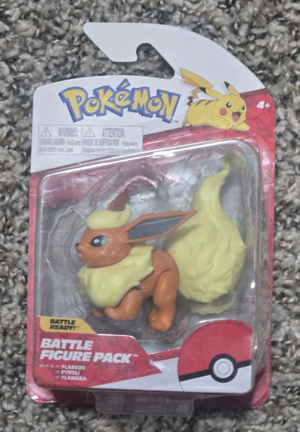 Flareon Pokemon Battle Feature Figure 3’’ Articulated Action 2019 Jazwares New