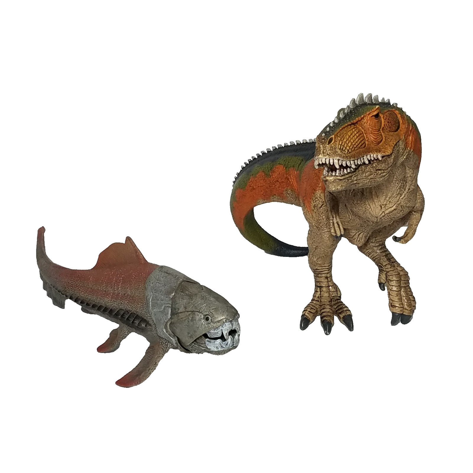 2) Schleich Dinosaurs – Giganotosaurus & Dunkleosteus Fish Movable Jaws RETIRED