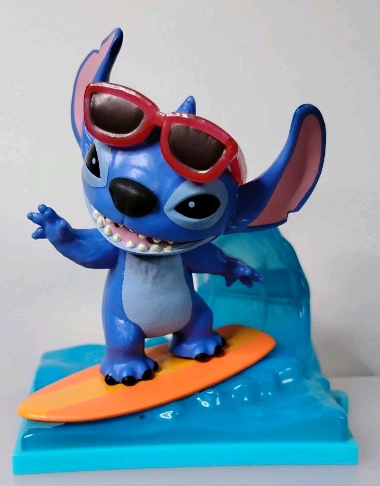 Disney Lilo & Stitch Live Action Movie Time Stitch Surfing Ocean Wave Figure