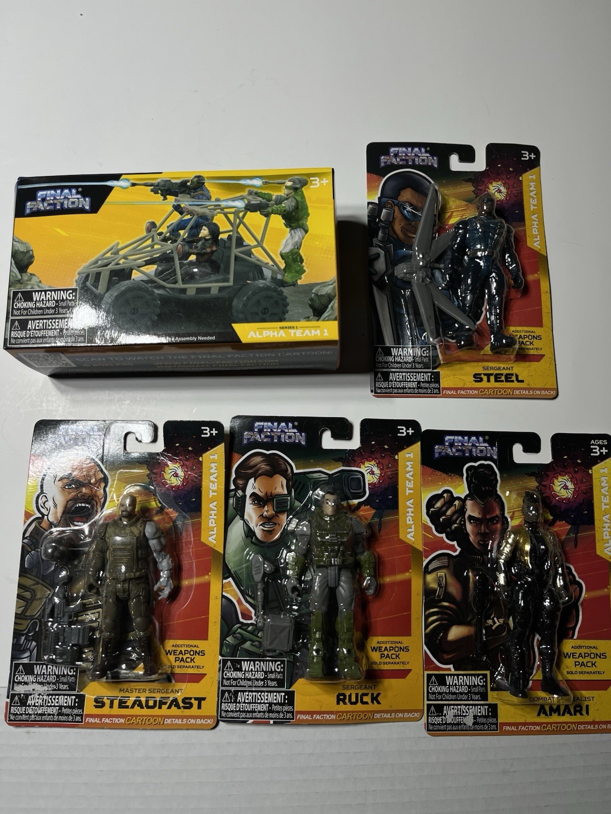 Lot Of 4: Final Faction Alpha Team 1 Action Figures & 1 Arrow ATV Kit New