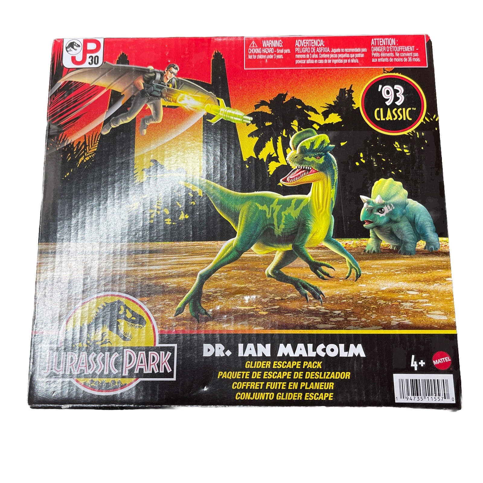 Jurassic Park Dr Ian Malcolm Glider Escape Pack JP30 ’93 Classic 2022 Mattel