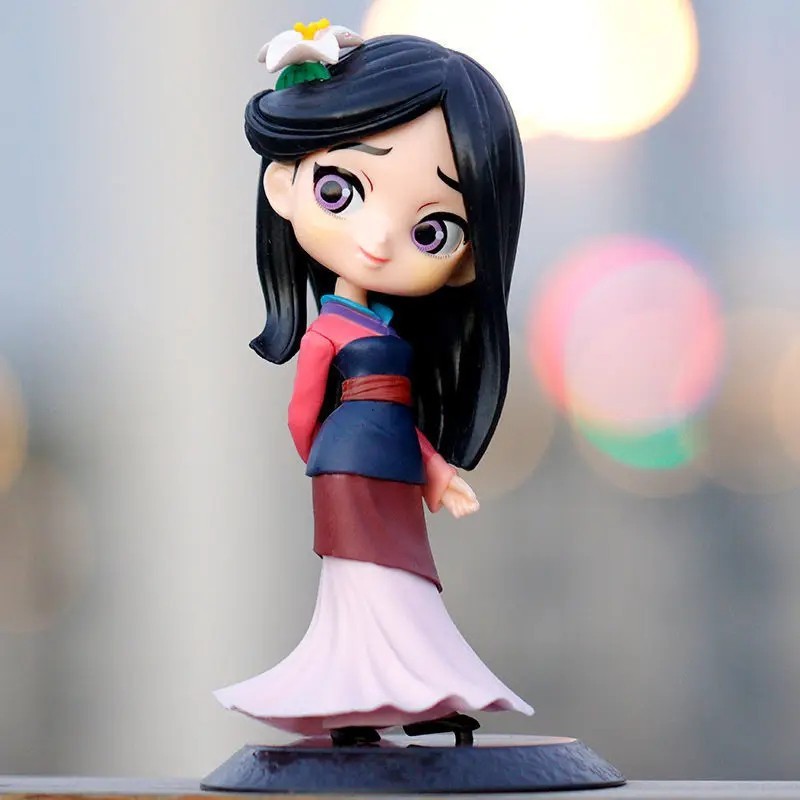 14cm Q Posket Princess Mulan Figure Model Toys Dolls Gifts Cake Home Decor