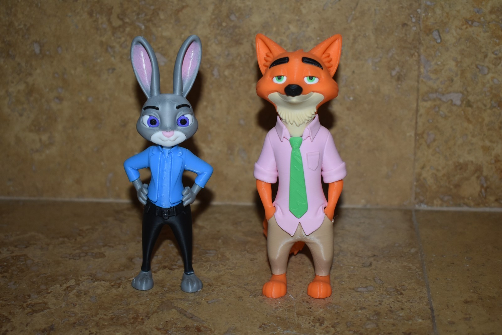 OOAK 3D Printed ZOOTOPIA 2 Judy Hopps Nick Wilde Figure figurine statue set