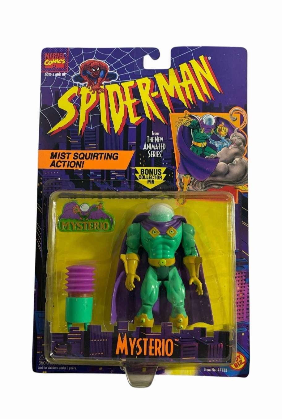 Toy Biz Spider-Man Animated Series Mysterio Figure Carded Marvel 1993 Vintage