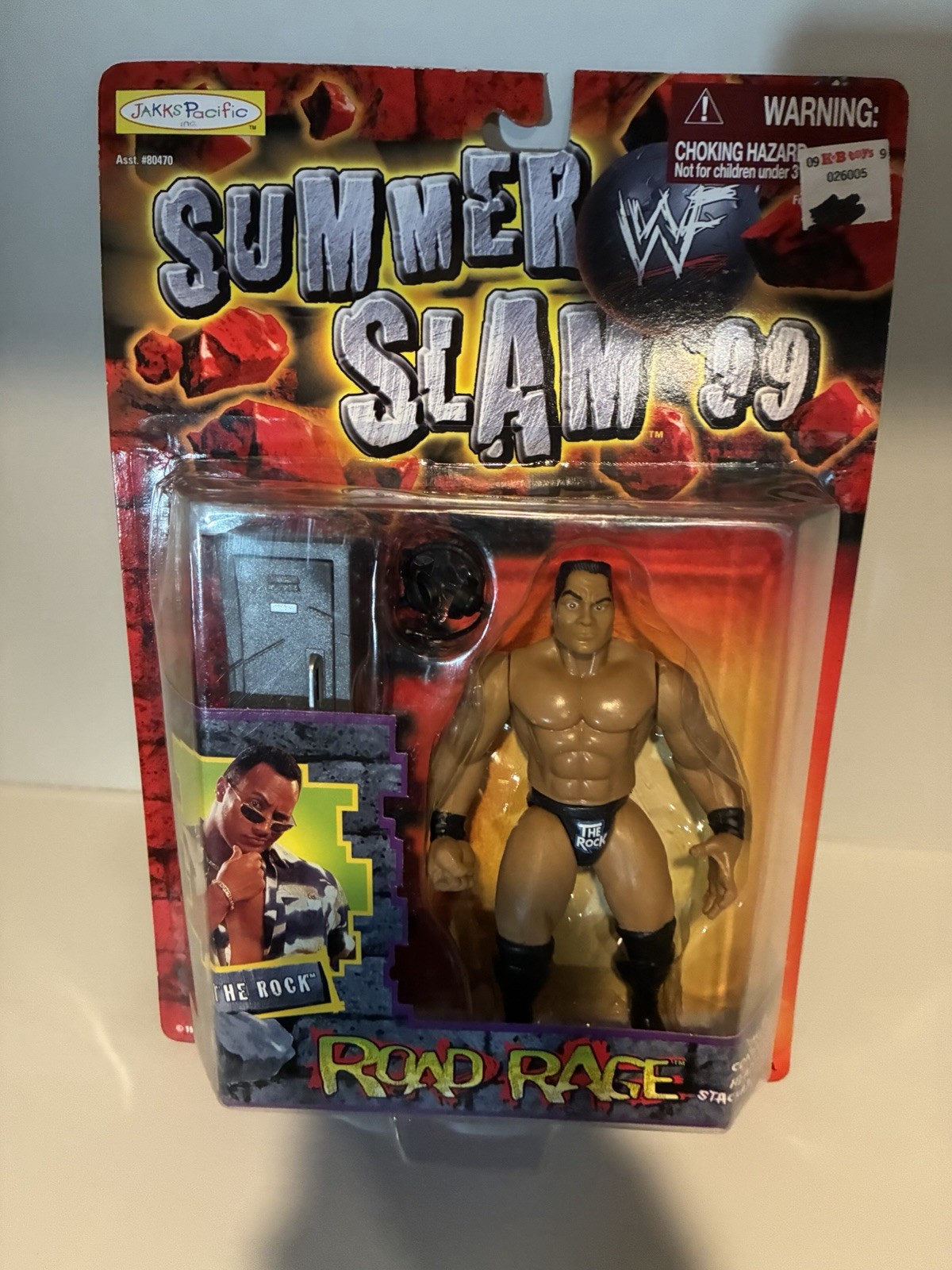 WWF Summer Slam 99 Jakks Pacific The Rock Wrestling Figure Road Rage 1999 WWE