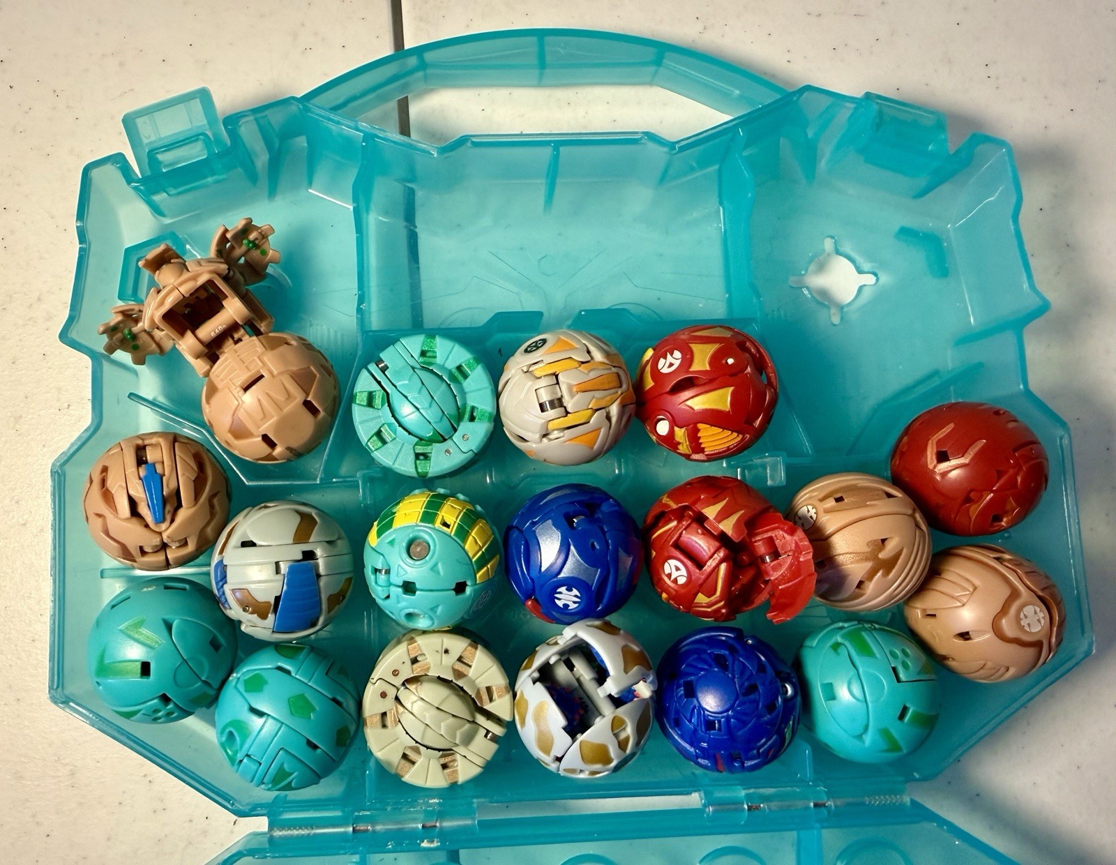 Bakugan Battle Brawlers Lot of 35 Figures, 2 Carry Cases, & Big Deck of Cards