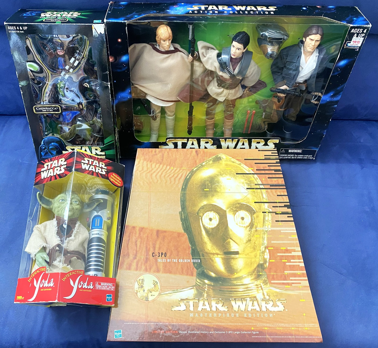 Star Wars Bundle Luke Leia Han C-3PO Chewbacca Yoda LightSaber Kenner Hasbro 12″