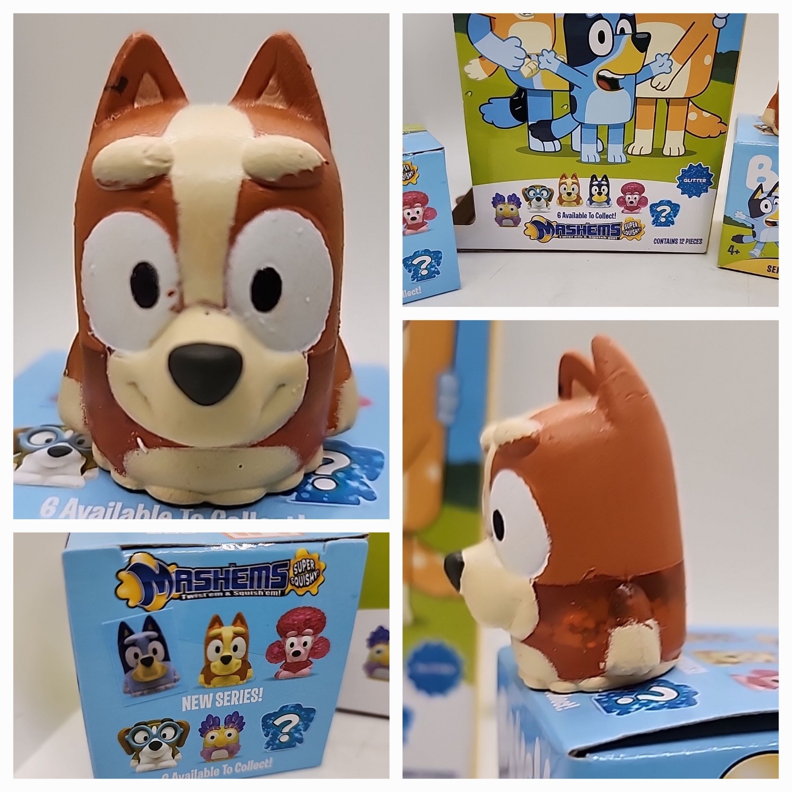 Bluey Mashems Series 3 Squishy Mash’ems GLITTER Brown CHILLI HEELER New ?