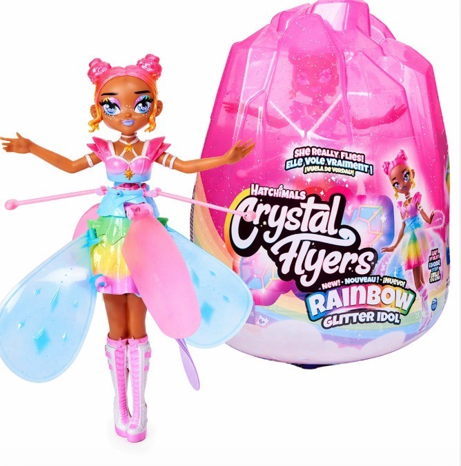 Hatchimals Crystal Flyers Rainbow Glitter Idol Flying Toy with Lights.