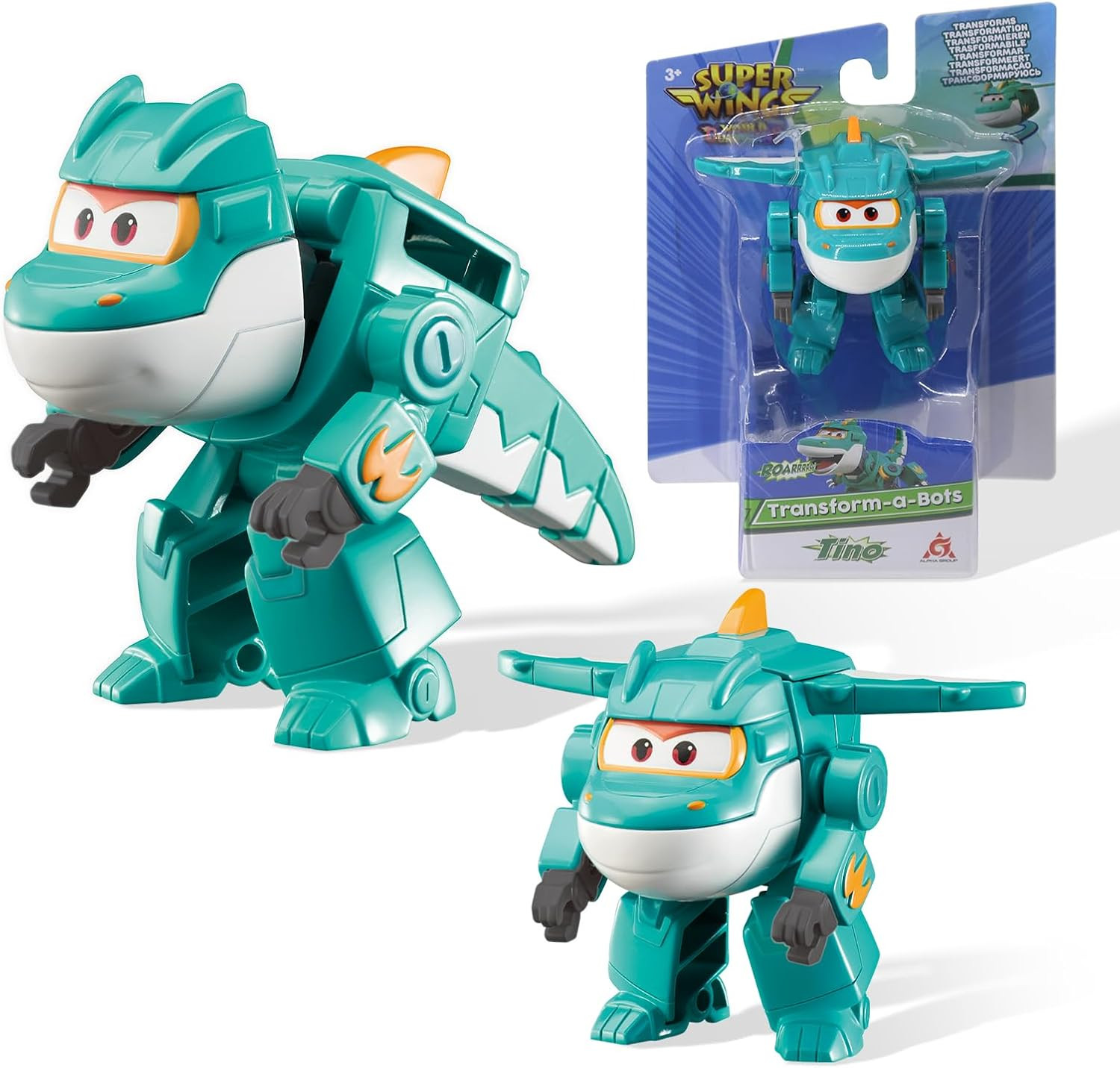 Super Wings Transformable Toys, 2 In/5Cm Tino Robot Transforming Action Figures,