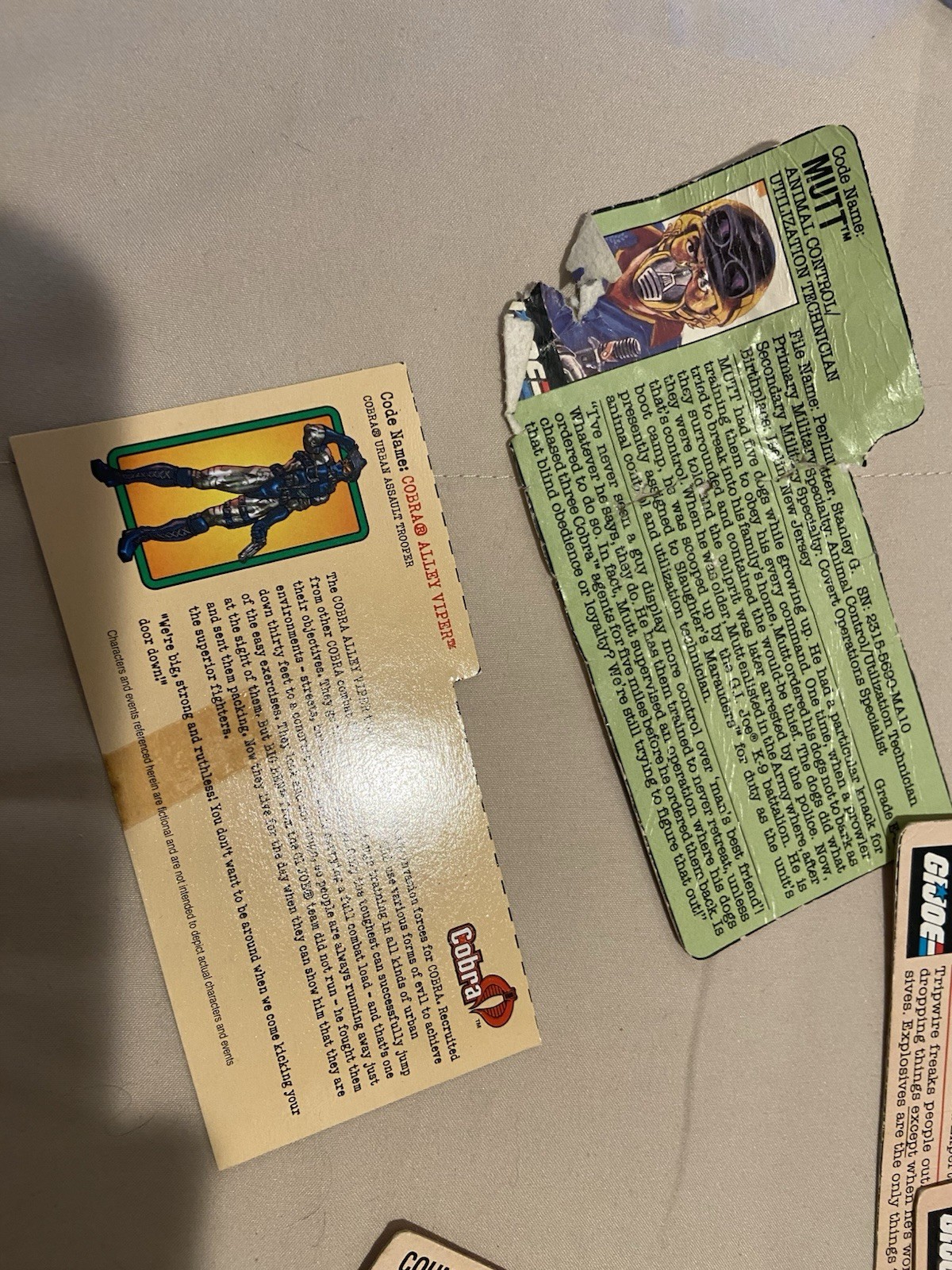 GI Joe 3.75” Hasbro 1980’s File Cards Scarlett CC Tracker Bazooka Gung-Ho + Extr