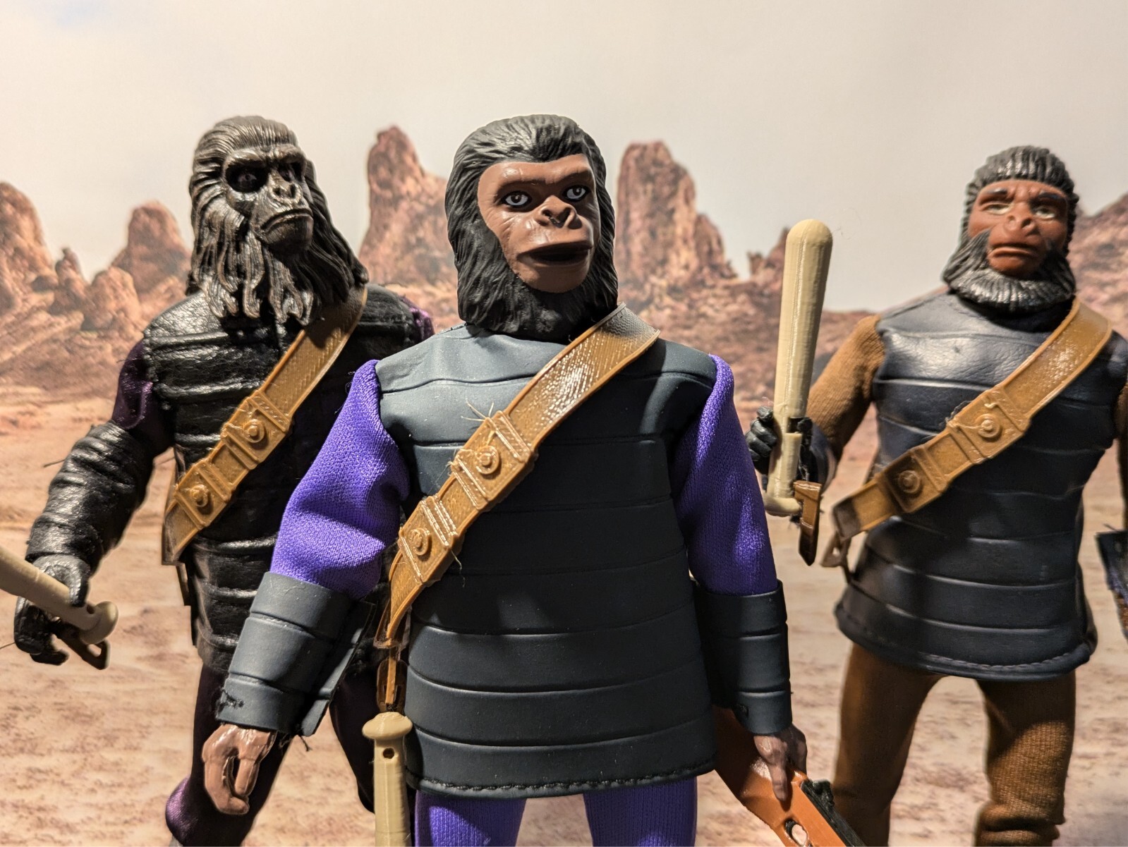 Planet of the Apes – Set of (3) Bandoliers and Clubs – 1:9 8″ Mego/Neca Scale