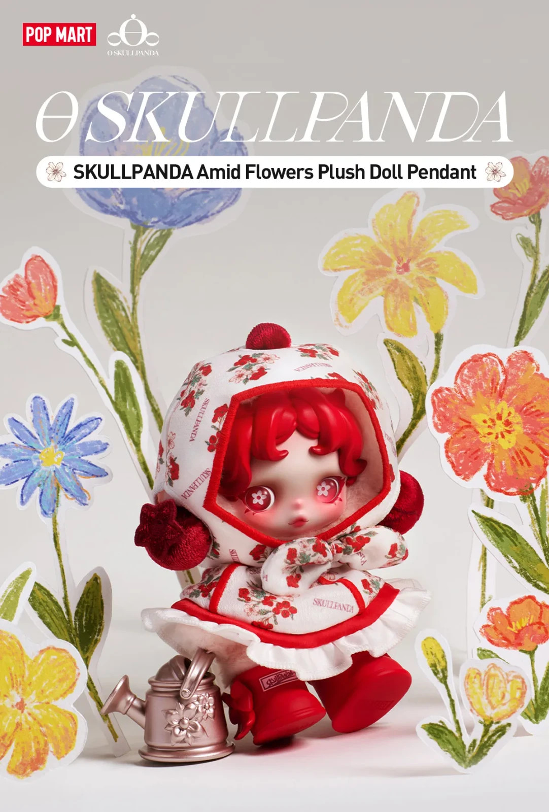 Authentic Pop Mart SKULLPANDA Amid Flowers Plush Doll Pendant