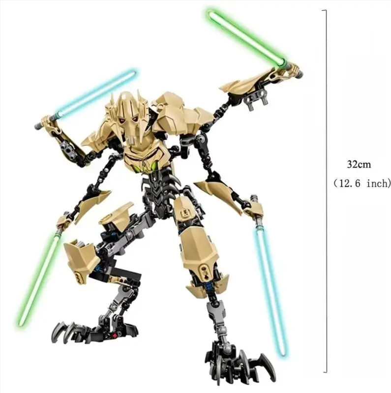 32cm Star General Grievous Action Figure with Lightsaber Building Blocks Toy