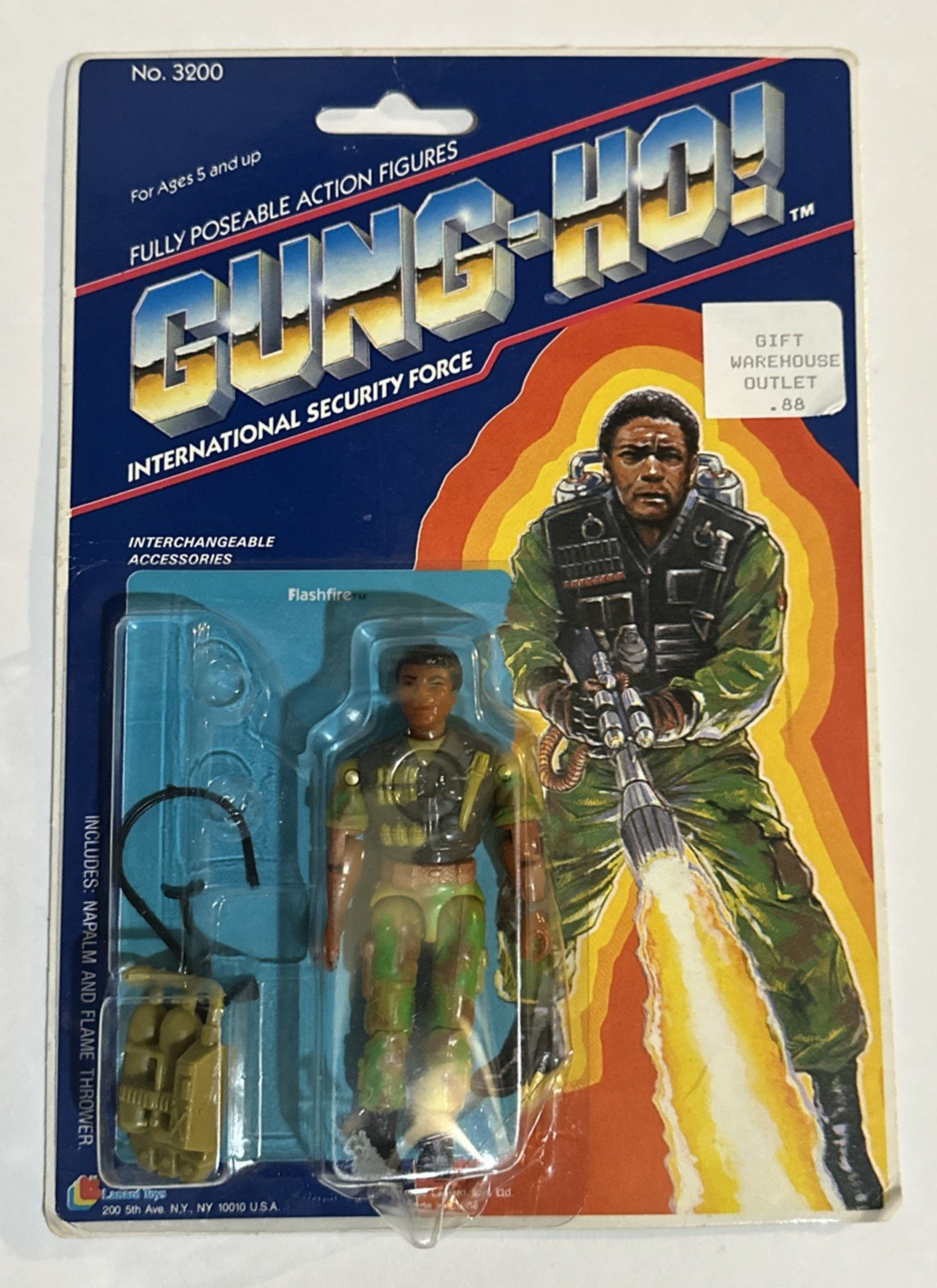 Vintage 1986 Lanard GUNG-HO! Flashfire Action Figure NMOC Carded No. 3200