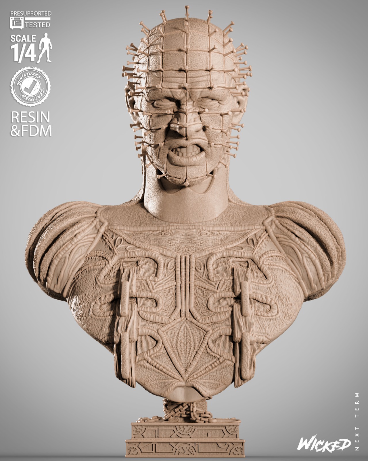 3D Printed Fan Art Pinhead Portrait Bust by Wicked3d