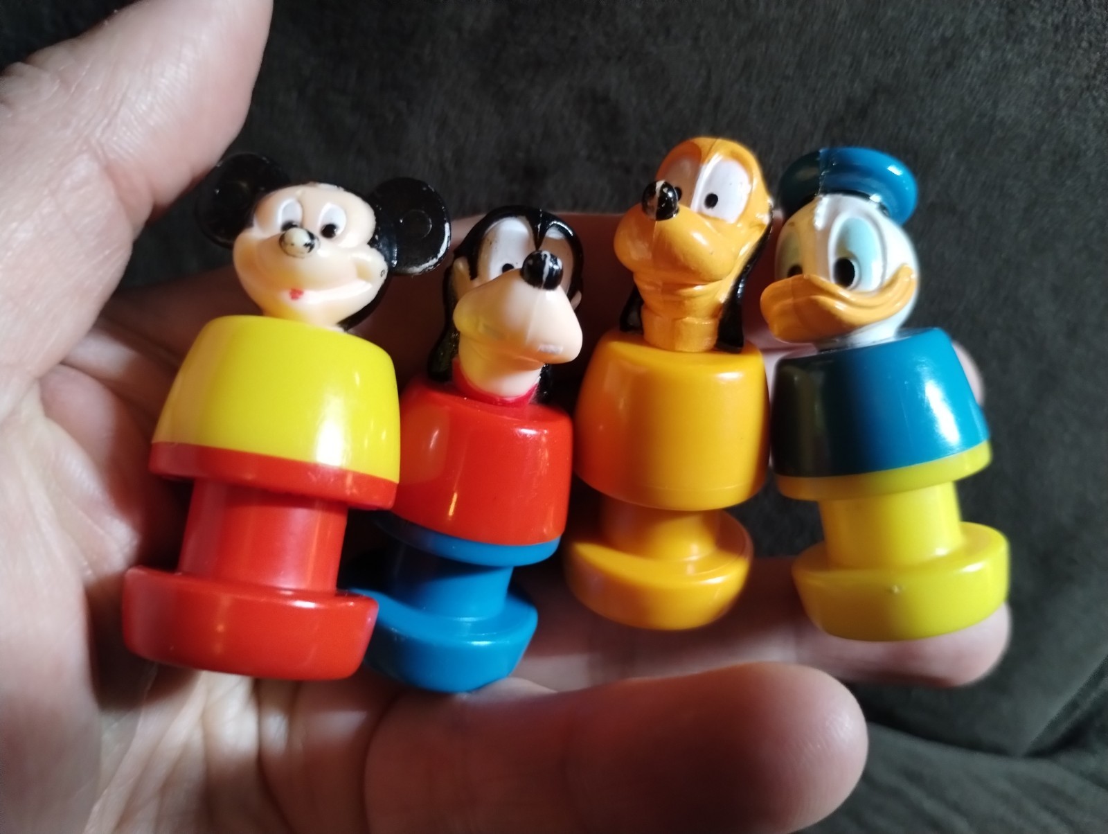 Illco Disney In N Out School Bus Figures, Mickey, Donald, Goofy & Pluto, Vintage