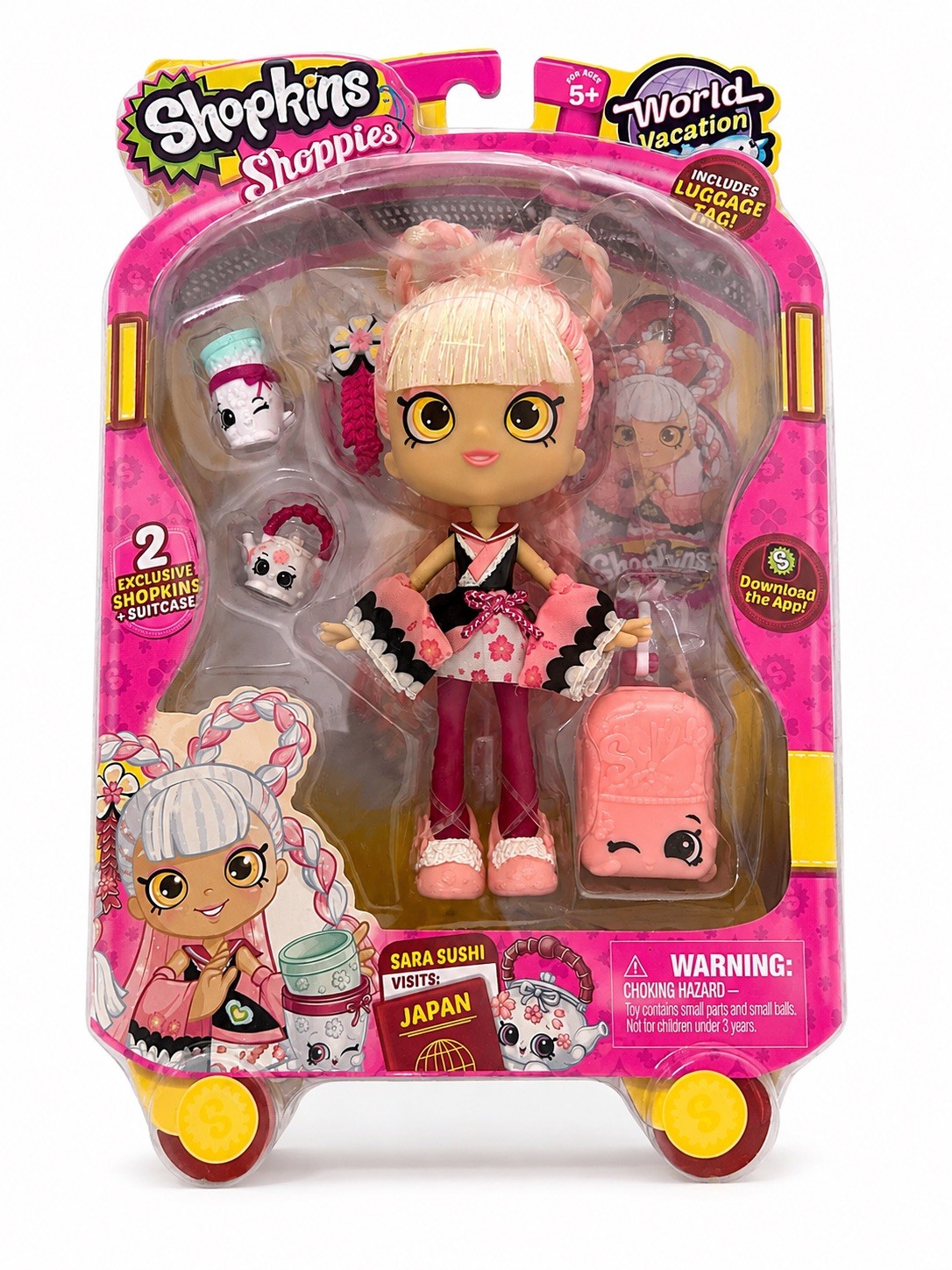Shopkins Shoppies Doll Sara Sushi World Vacation Series Suitcase Package Japan