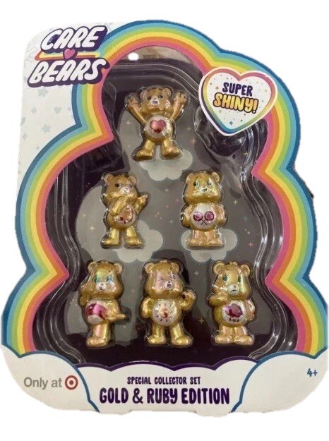 Care Bears Super Shiny Gold & Ruby Edition Mini Figures 6-Pack Collectors Set