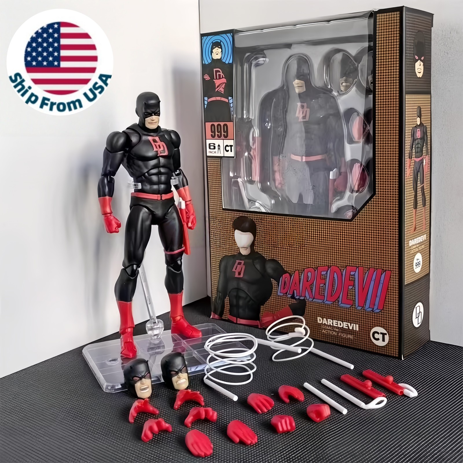 CT Toys No.999 Shadowland Daredevil Comic Ver. Black Suit Action Figure US STOCK