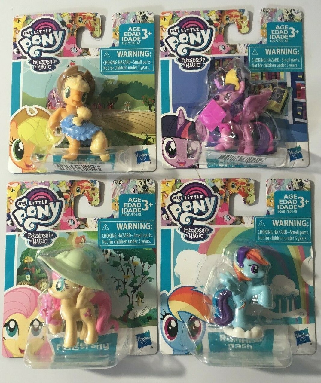 My Little Pony Set Of 4- Applejack, Rainbow dash, Fluttershy 2″ Figures NETFLIX