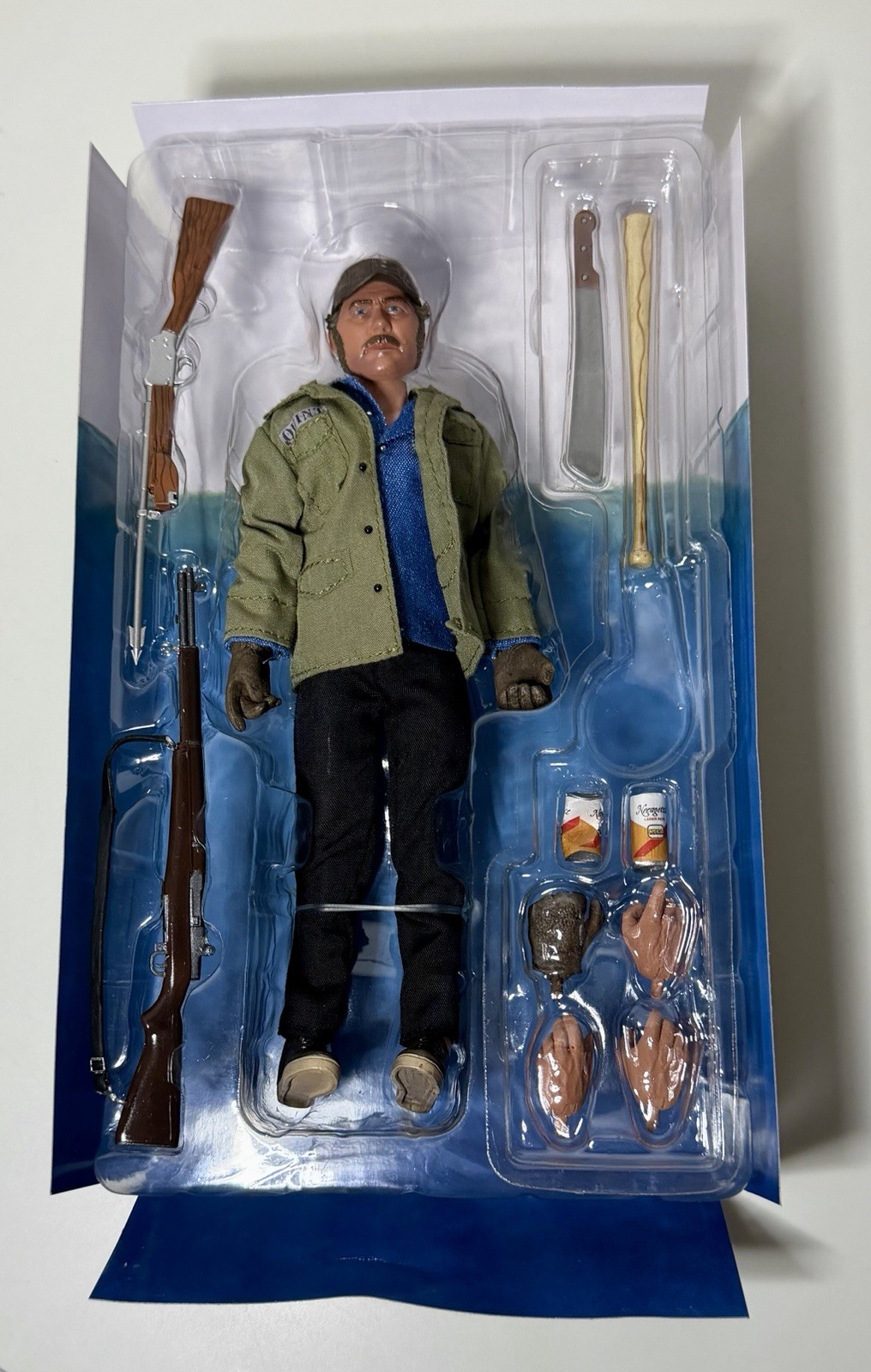 NECA Reel Toys Jaws Quint Shark Battle 8” Clothed Action Figure Preowned Loose