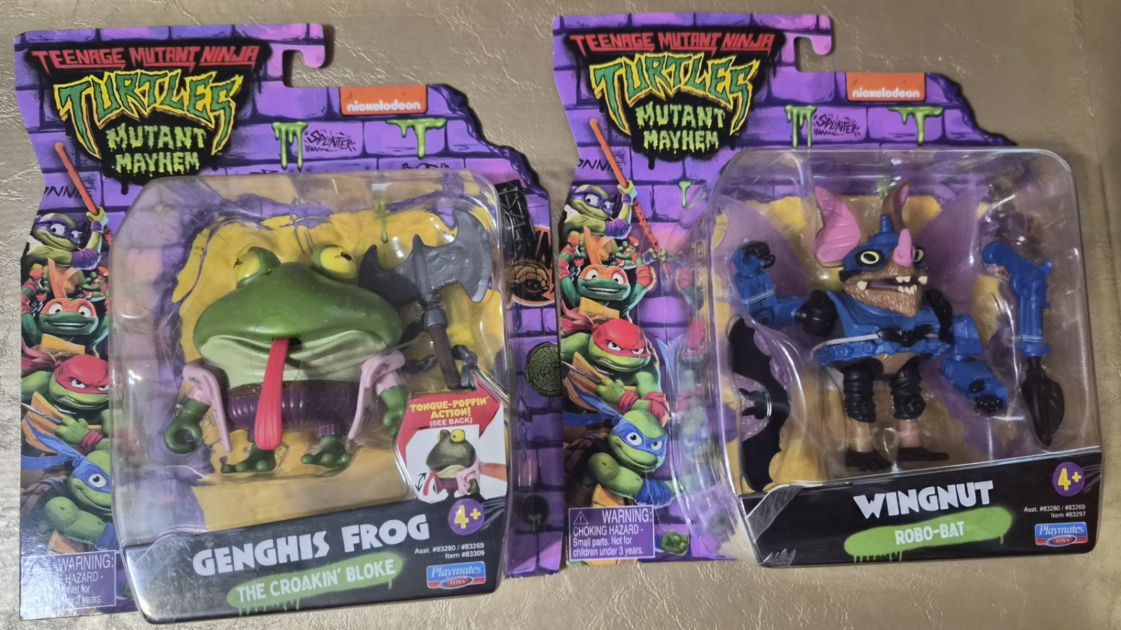 TMNT MUTANT MAYHEM LOT OF 2 FIGURES GENGHIS FROG & WINGNUT NIB