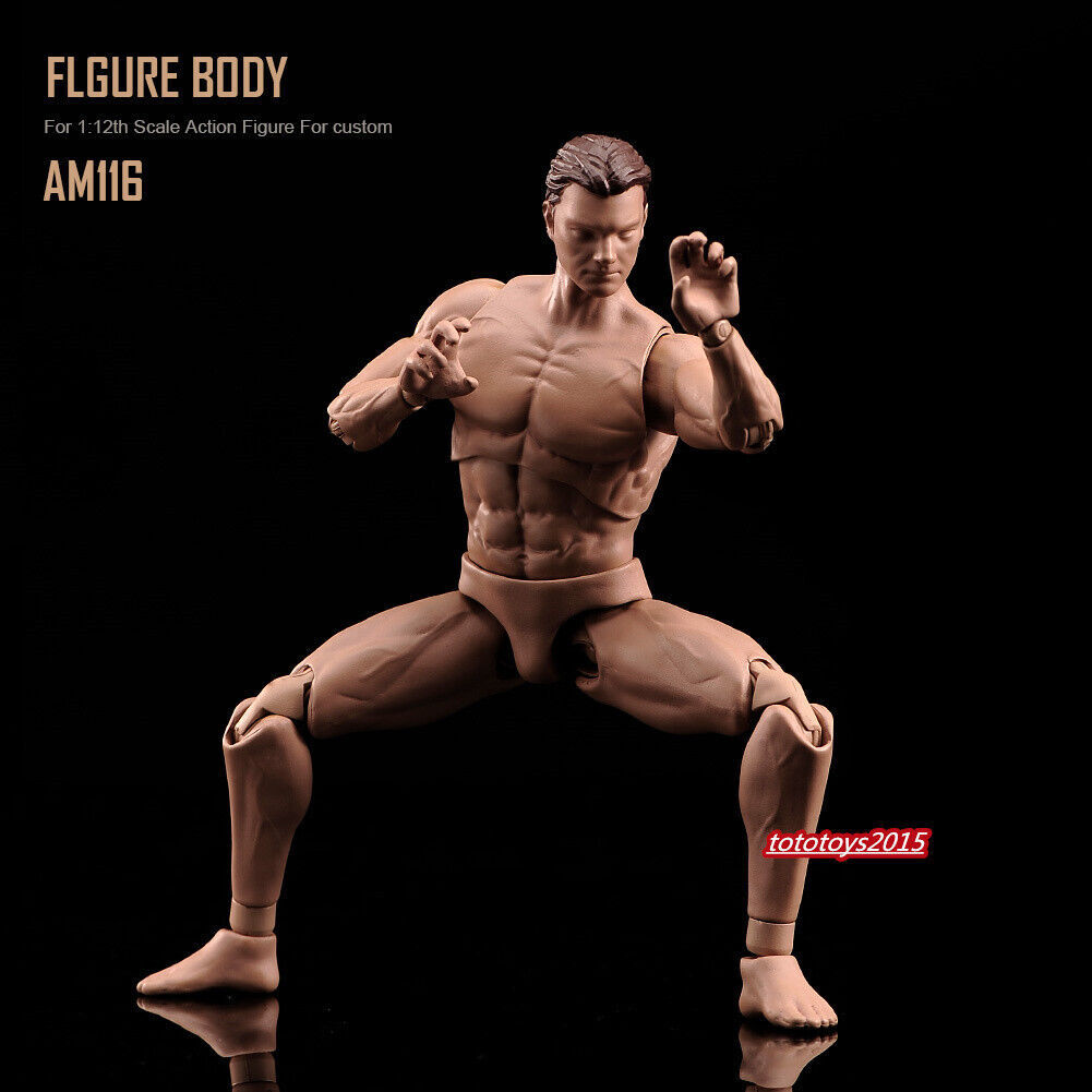 In STOCK 1:12 Flexible Male Joint Suntan Figure Body Head Doll Model Action Toy