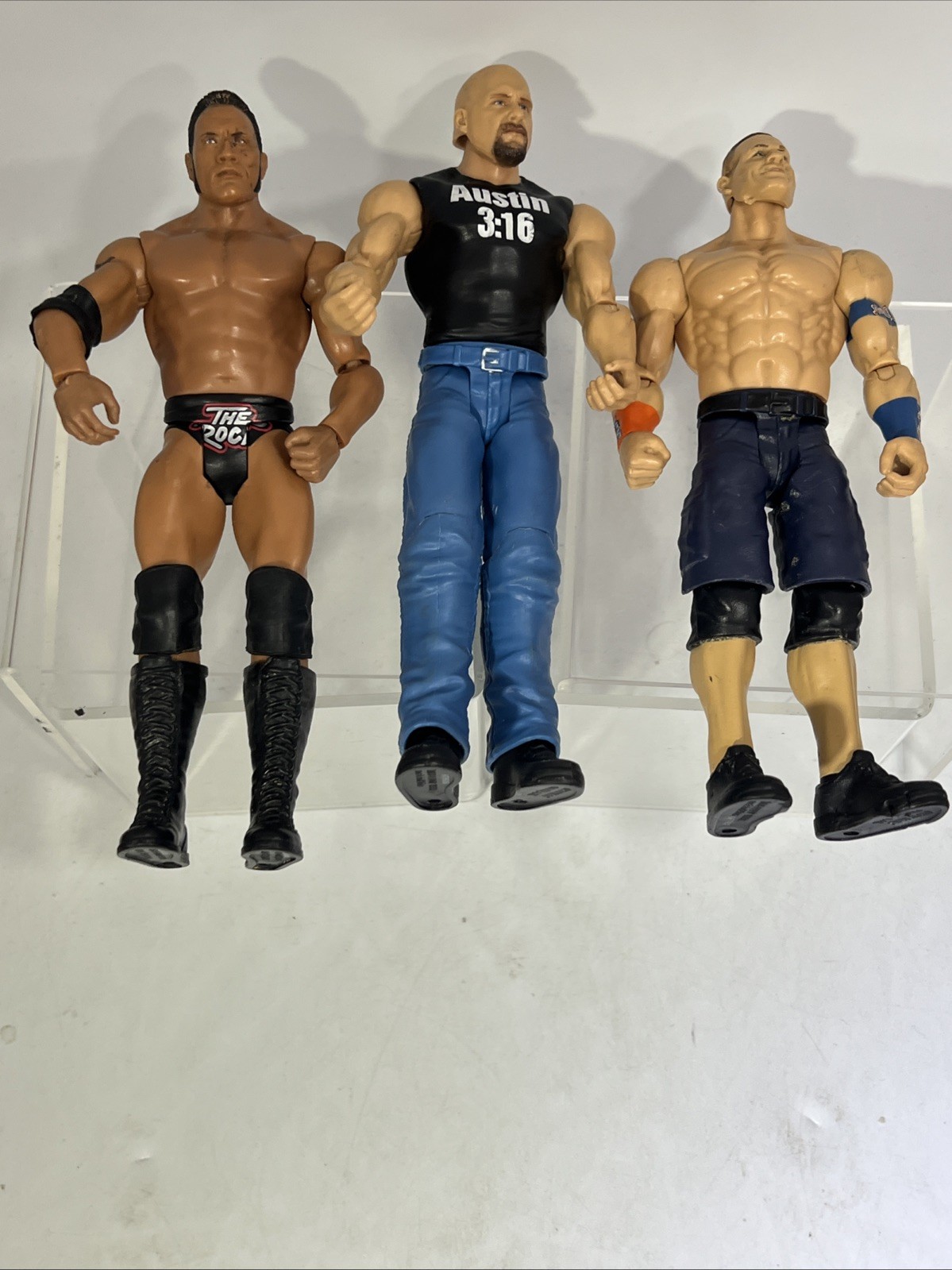 WWE Action Figures Lot: GOAT’s 3-Pack The Rock,Stone Cold & John Cena #ML