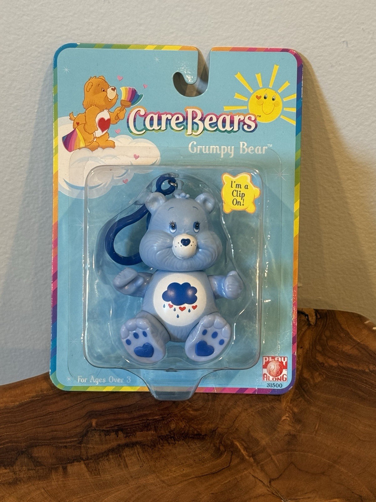 Care Bears Grumpy Bear Figure NIB Play Along 2002 Clip On 3.5″ Bag Clip