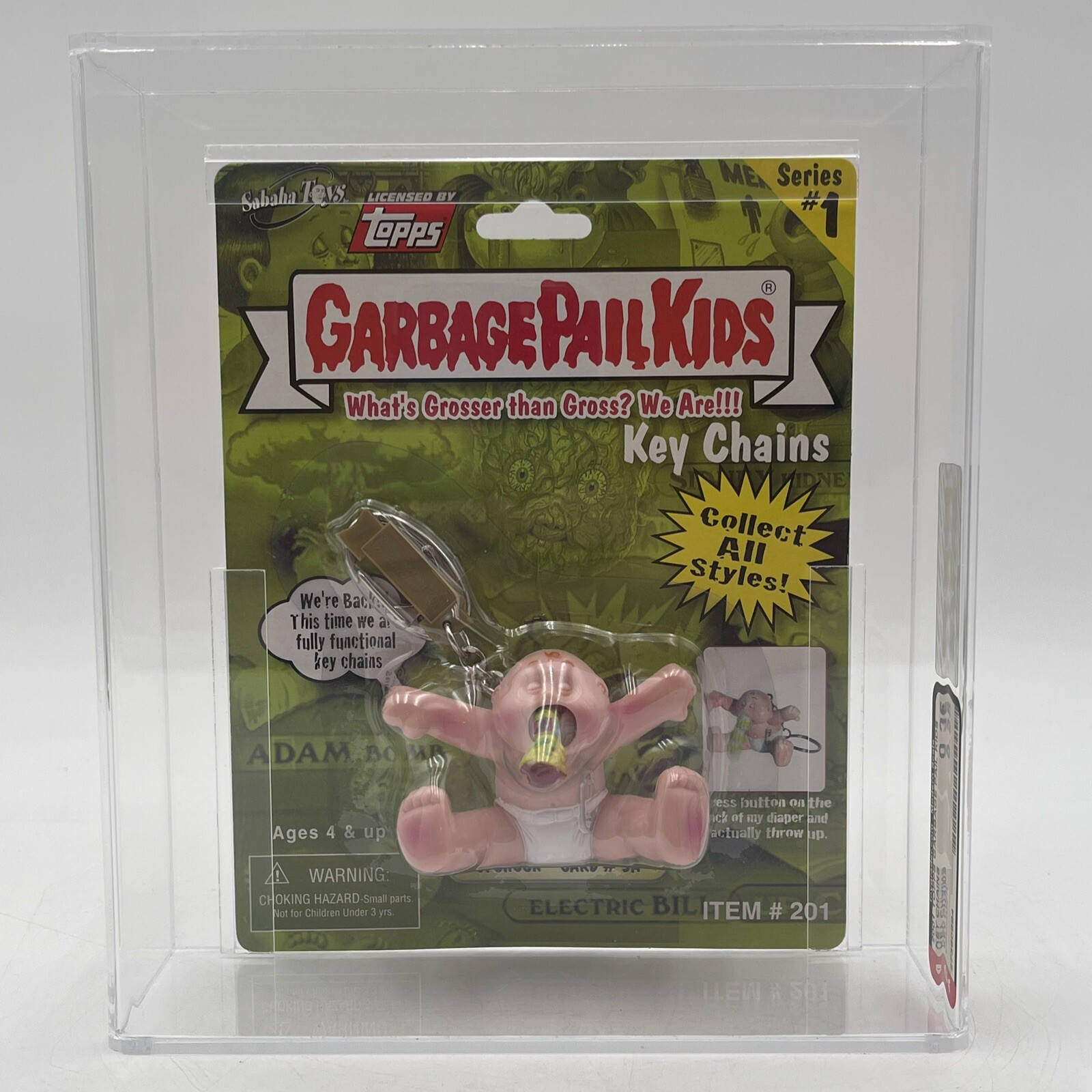 2001 Upchuck Series #1 Garbage Pail Kids Key Chain Sababa Toys AFA 9.25 MINT