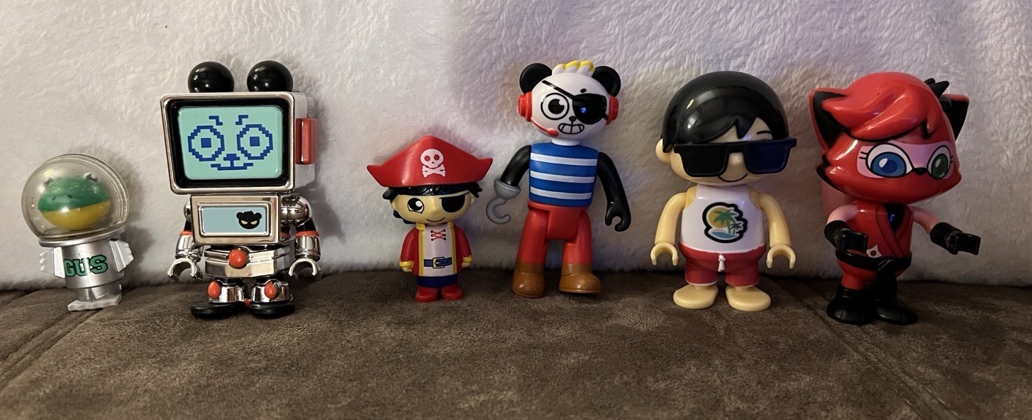 Ryan’s World Figures Lot Of 6 Bonkers Toys Combo Panda, Gus, Ryan, Robot