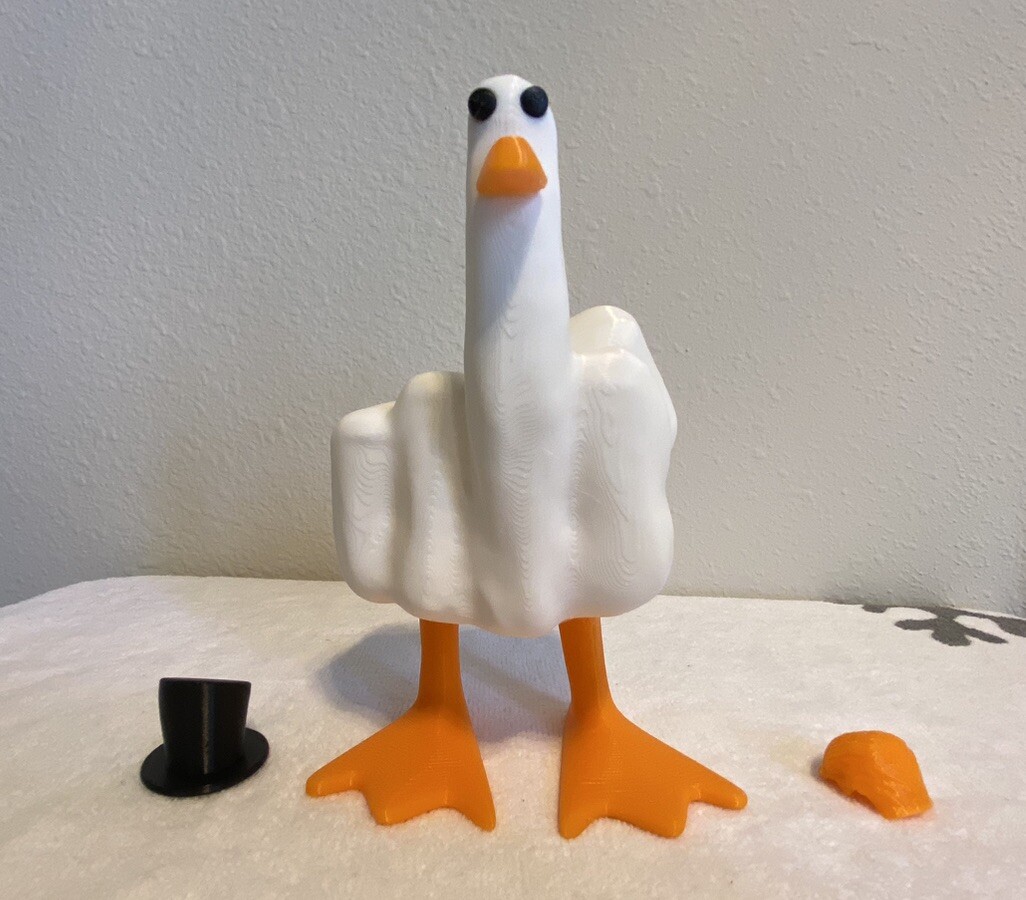 3D-Printed Middle Finger Duck (Custom colors check description!)