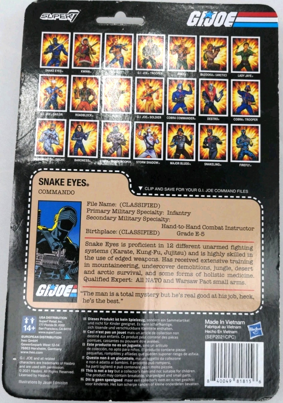 New In Box Snake Eyes Combat Gladiator 2022 3.75″ GI JOE COBRA Combat Gladiator