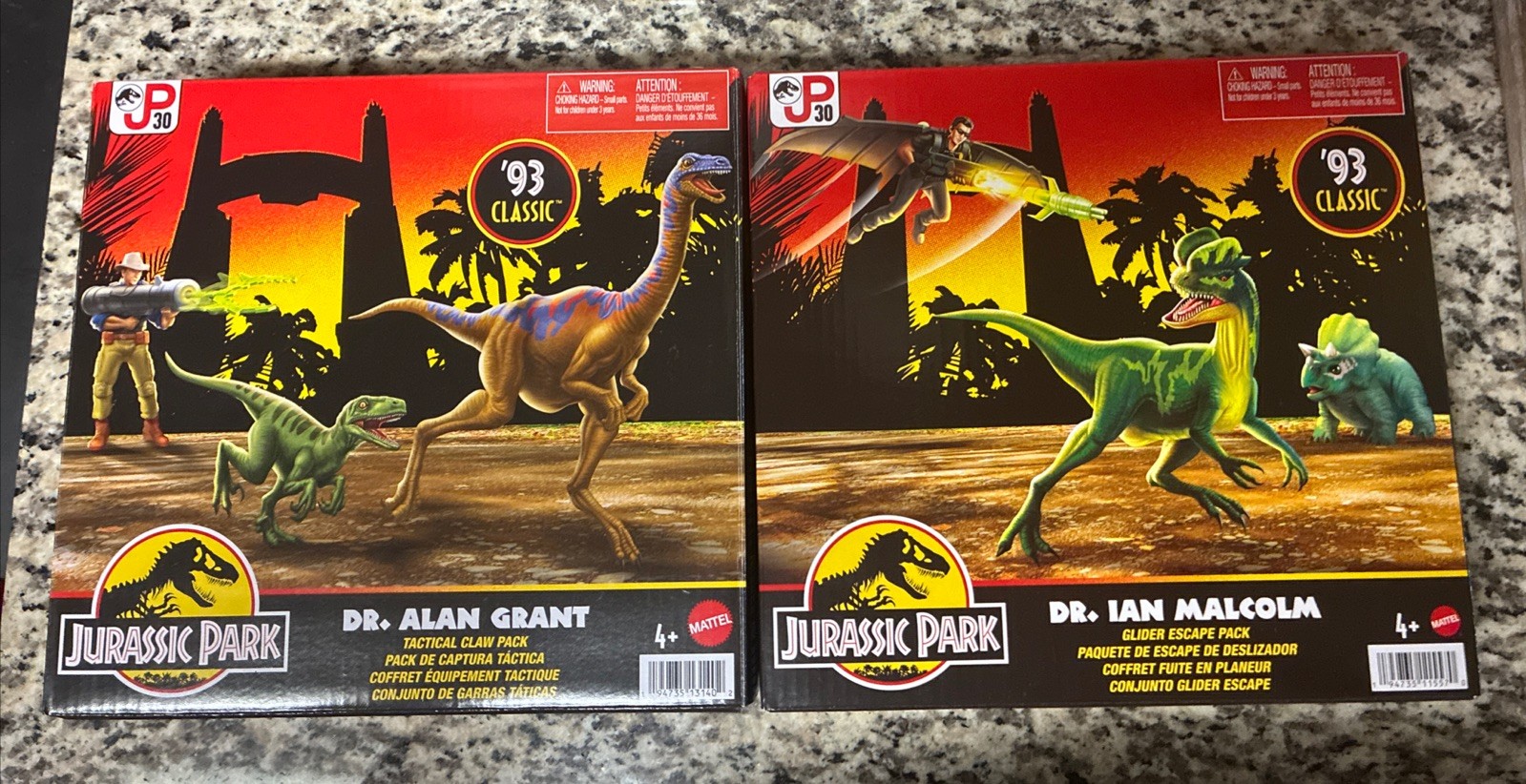 JP30 Dr. Alan Grant/Ian Malcolm Lot Glider Escape / Tactical Claw Jurassic Park