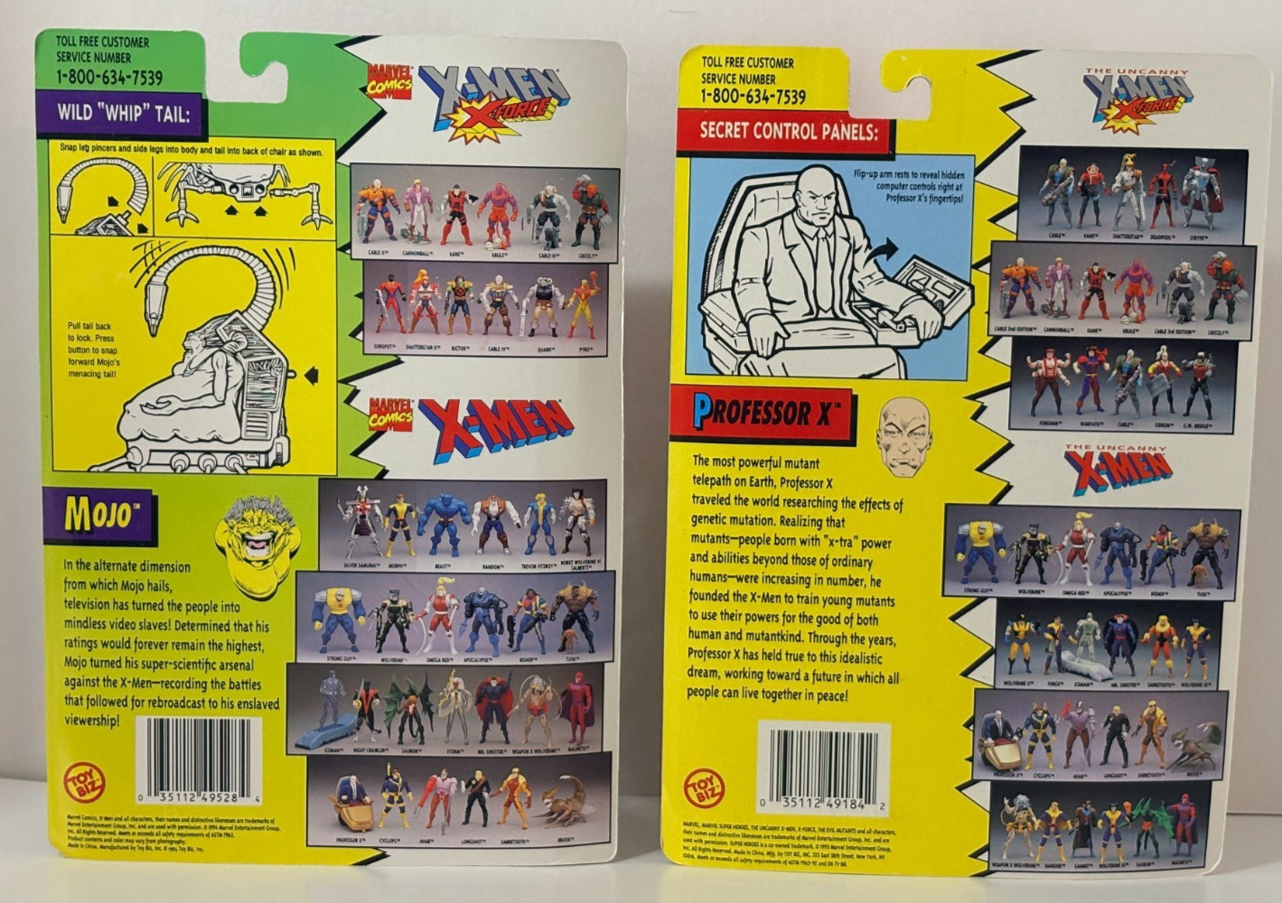 Vintage Toy Biz Marvel X-Men 1993-94 Lot of 10 With Official Trading Card NEW
