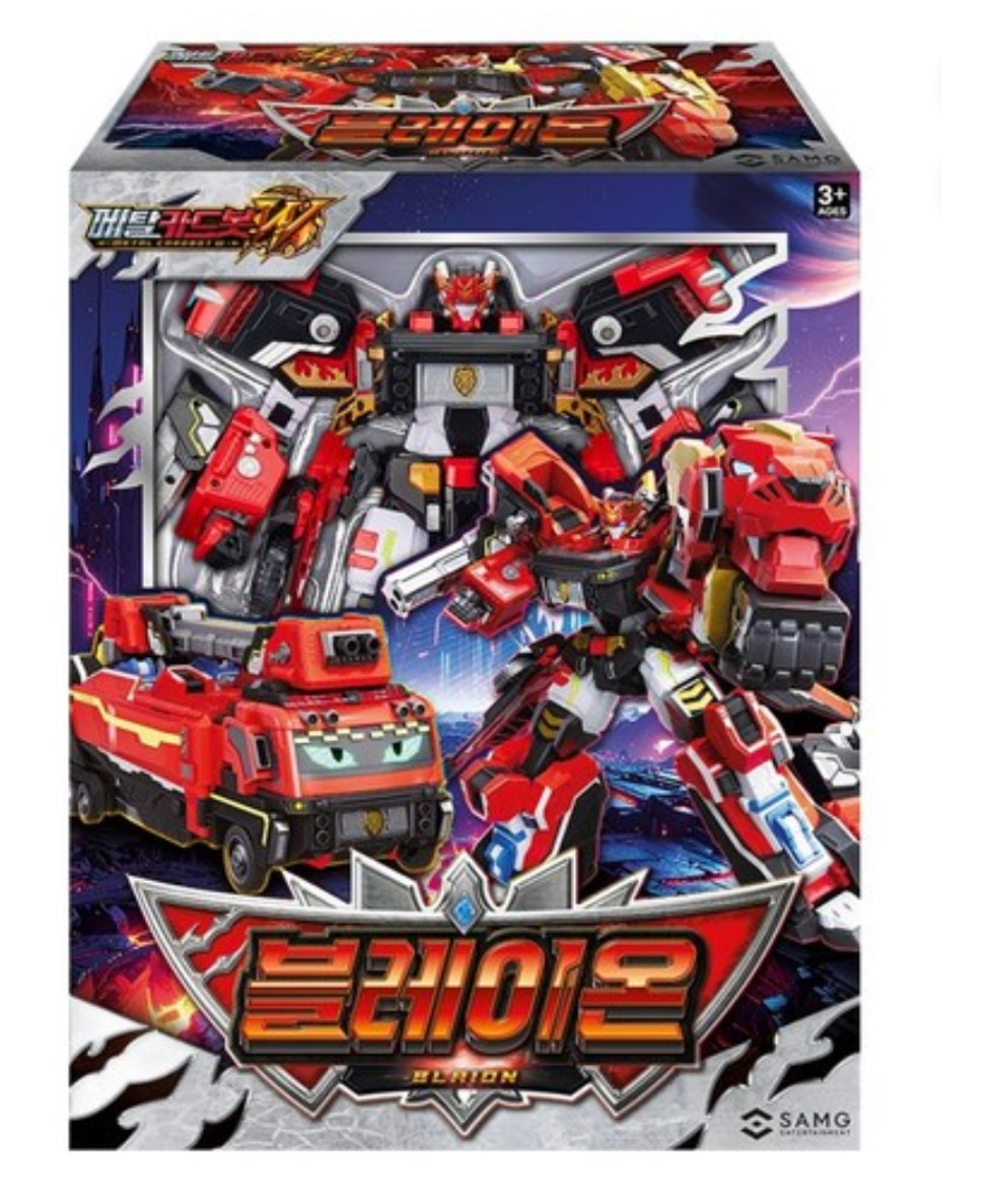 Metal Cardbot W Blaion Transforming Robot Fire Truck Korean Anime Toy Official