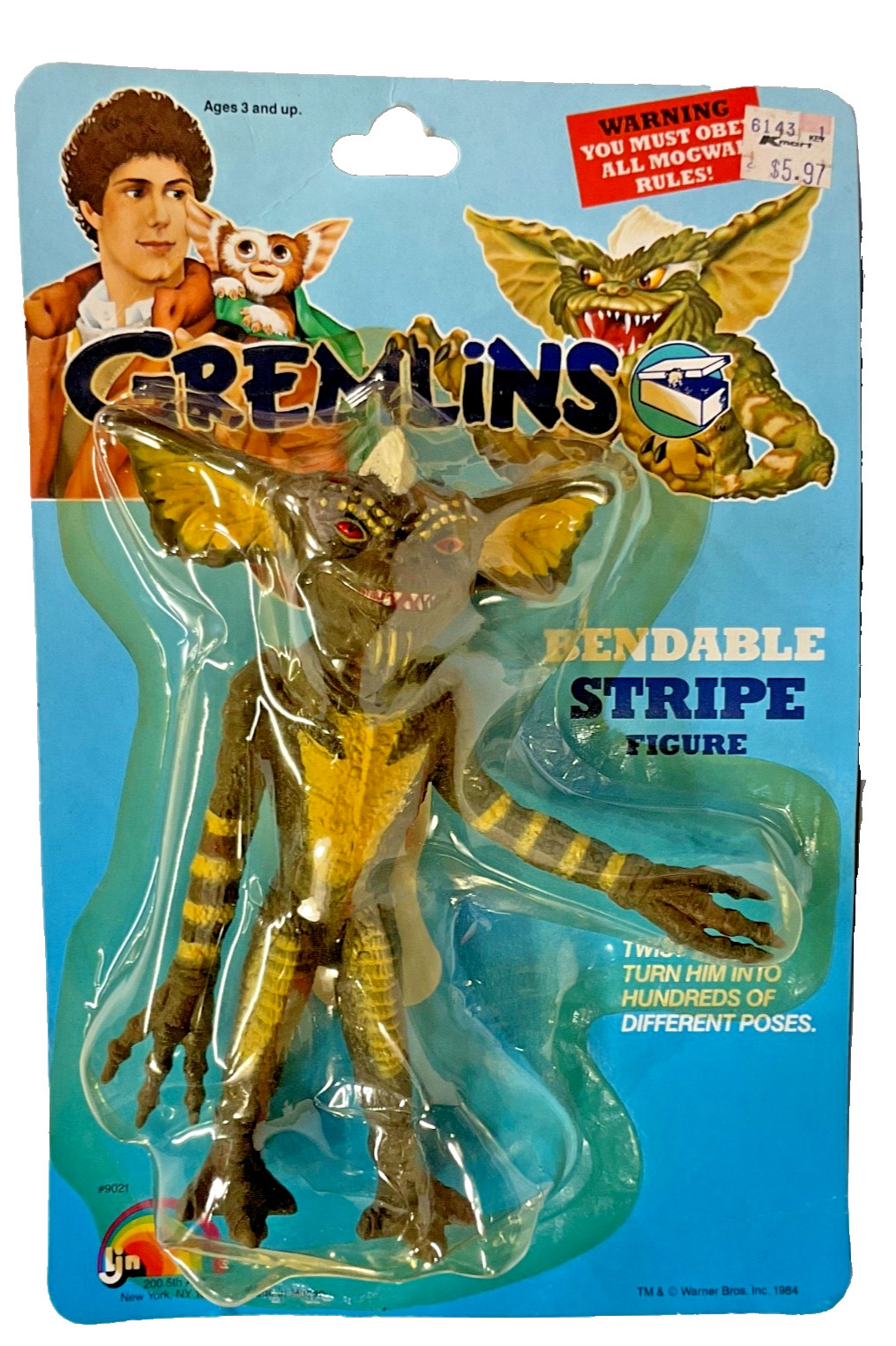1984 LJN GREMLINS STRIPE BENDABLE FIGURE 6.5 INCH IN PACKAGE