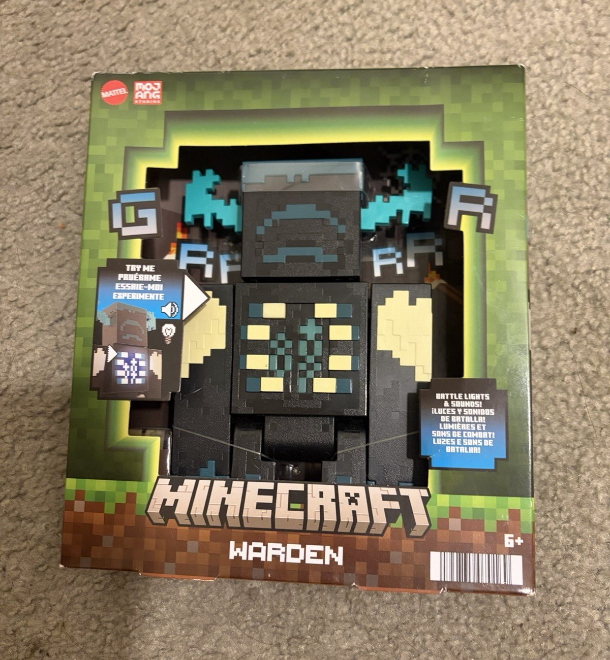 Mattel Minecraft Warden Action Figure Light Up Sound Batteries Included Ages 5+