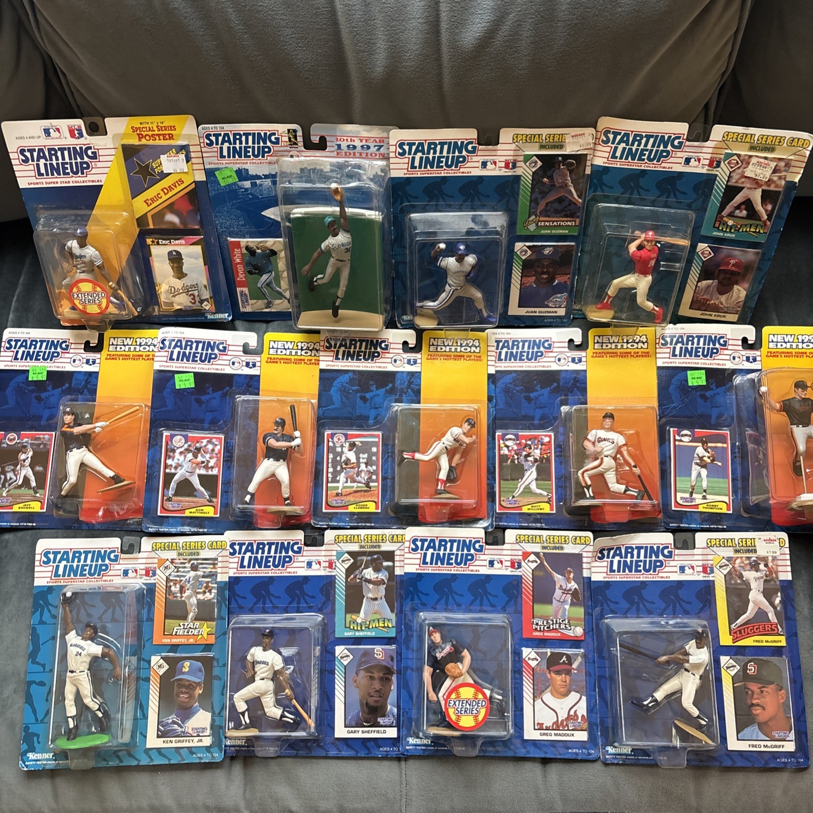 Kenner Starting Lineup Baseball Lot of 13 – Griffey Clemens Maddux Mattingly NIB