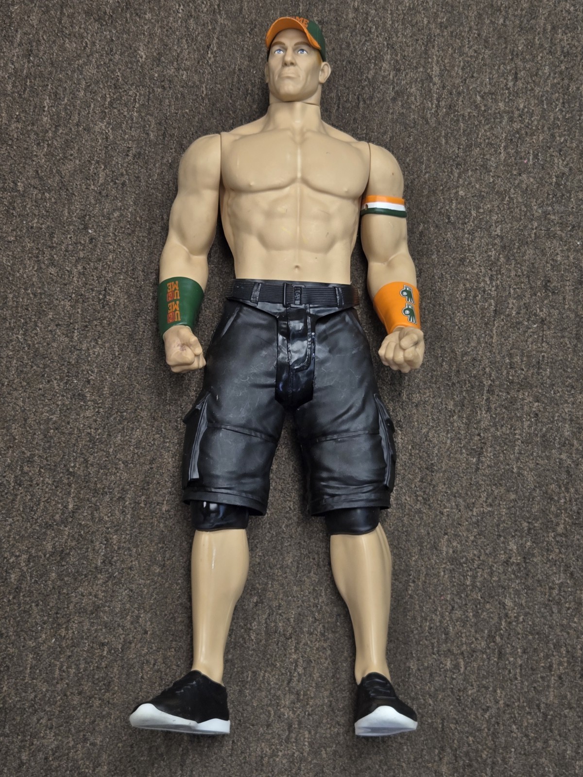 2016 Wicked Cool Toys 31″ WWE John Cena Figure – Green & Orange Hat Black Shorts