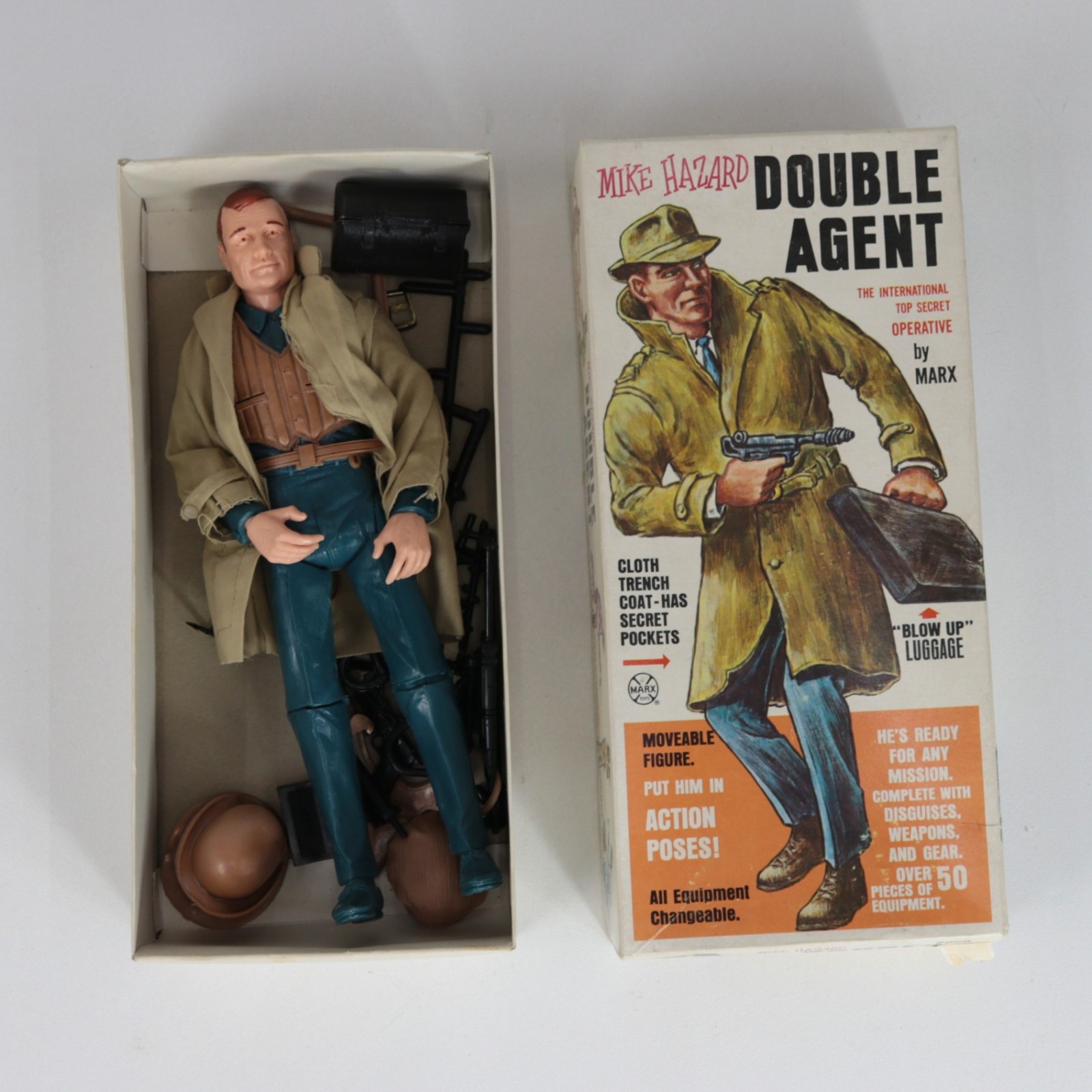 VTG Mike Hazard Double Agent Action Figure Louis Marx 2090, Used, Incomplete