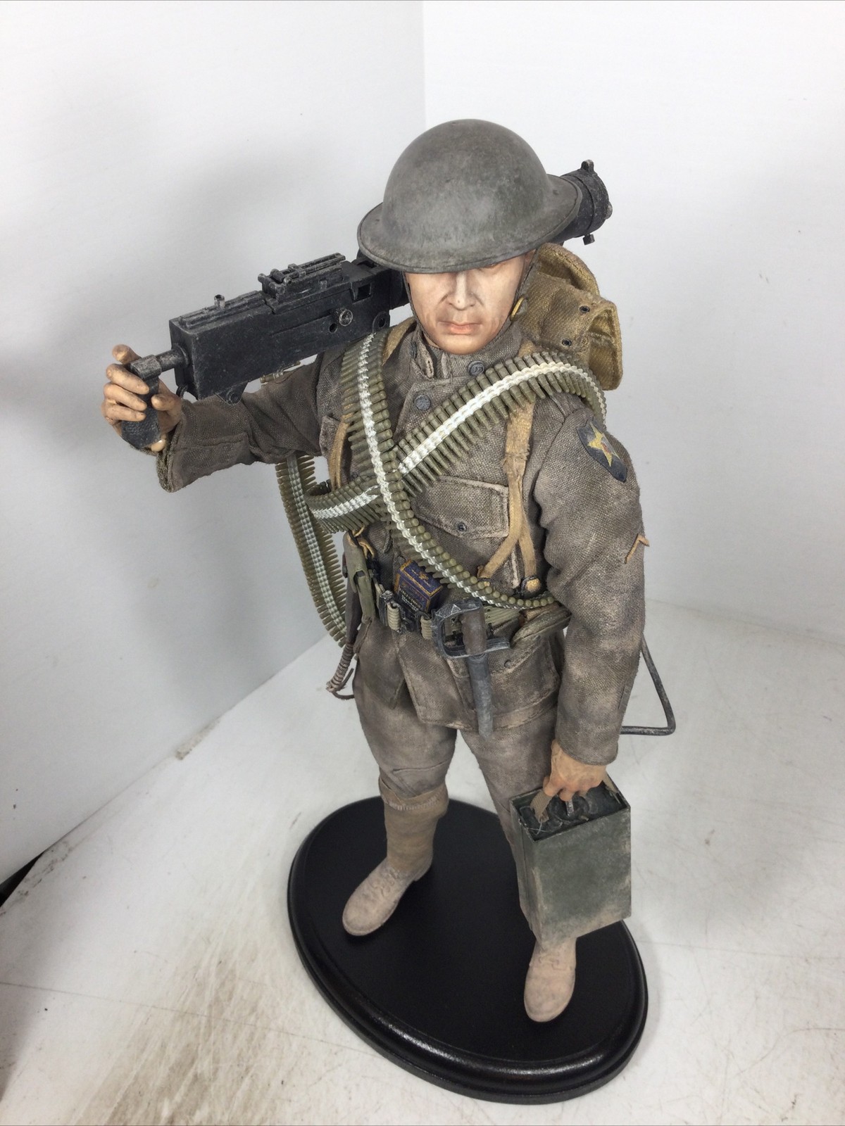1/6 CUSTOM WW1 US 2ND INFANTRY DIV BROWNING .30 CAL MACHINEGUNNER +STAND
