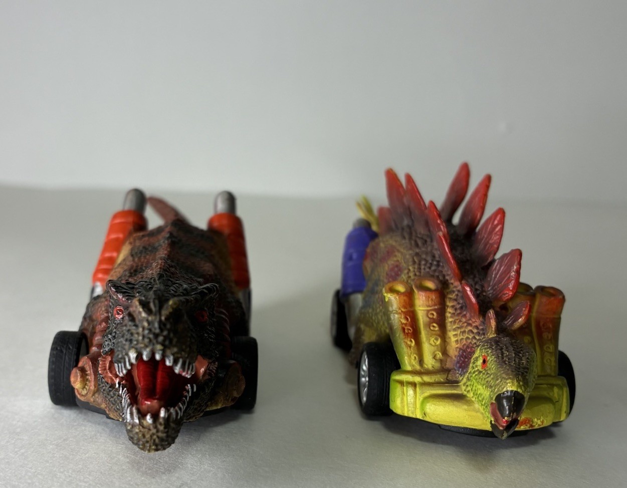 Dinosaur Pull Back Cars Lot of 2 T-Rex Stegosaurus Toy Vehicles