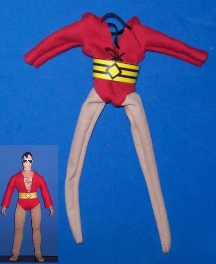custom sewn Plastic Man suit for Mego scale 8 inch figure JLA