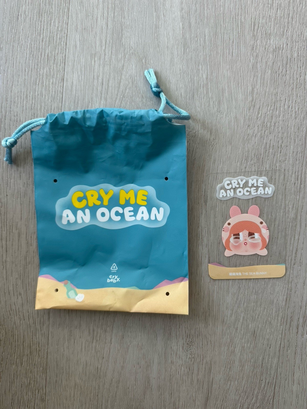Pop Mart Crybaby Cry Me An Ocean Plush Pendant Sea Bunny Pink w/ Box and Card